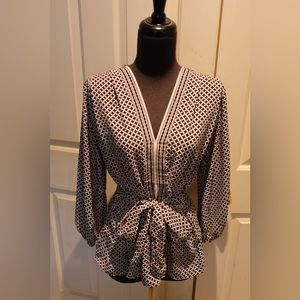 NWT Max Studio V Neck Waist Tie Blouse size S